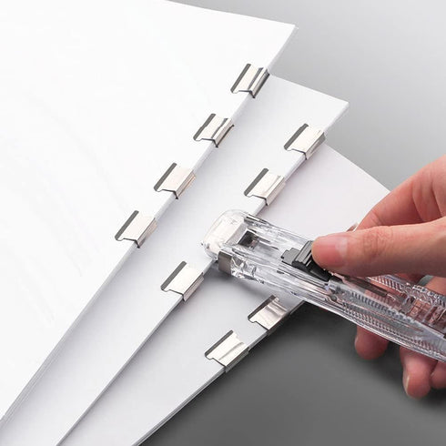 1 Piece Portable Transparent Plastic Handheld Paper Clam Dispenser Paper Clipper with 50 Metal Refill Clips for School Office...
