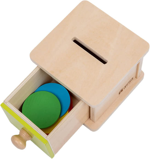 Adena Montessori Coin Box Yellow-Green Door Baby Toys for 6-12 Months 1 2 Years Old Toddlers Infant Toys...