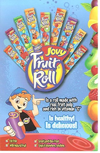 Variety pack of seven (7) 0.75oz Jovy Fruit Roll Snacks: Cherry, Raspberry, Strawberry, Watermelon, Grape, Green Apple and Mango...