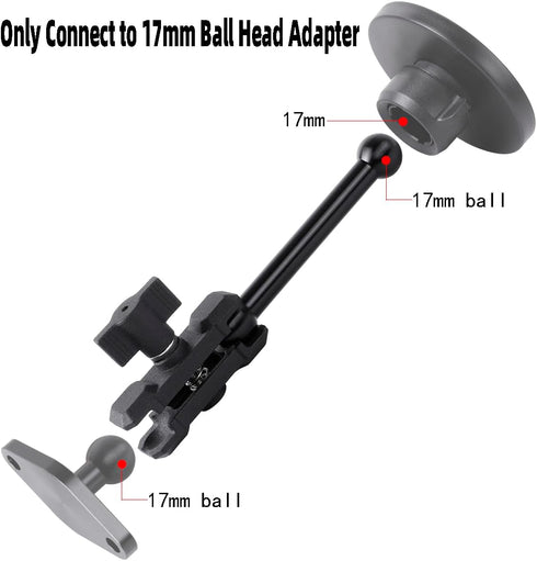 5.7" Length 17mm Ball Mount Extension Arm with17mm Double Ball Adapter, 360° Rotation Extension Rod for Car Cup Cellphone Holder Tablet Stand Air ...