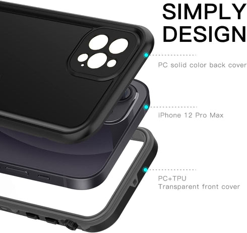 Compatible with iPhone 12 Pro Max Waterproof Case, Work with MagSafe Charging, Full Body Rugged Case with Built-in Screen Protector Military Grade...