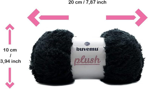 Plush Faux Fur Bulky Yarn, Super Soft Fluffy Fuzzy for Knitting Crocheting Crafting, 100 Gram (3.53 Ounces) 109 Yards (100 Meters) (Charcoal Black...