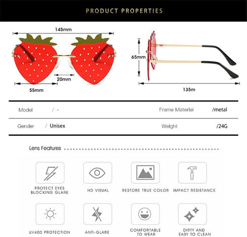 Unique Ladies Strawberry Sunglasses Cute Sunglasses Are Used For Party Carnival Halloween Christmas Glasses...