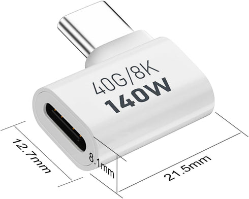 AreMe 2 Pack USB C Male to Female Adapter, 90 Degree Right Angle 140W Type C Extender Adapter for Thunderbolt 4/3, MacBook Pro/Air, Laptop, Phones...
