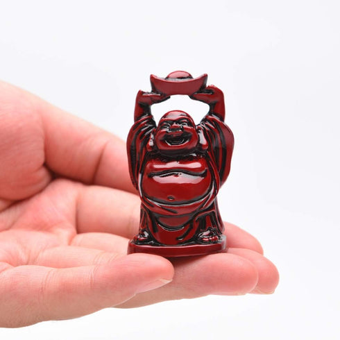 BRABUD Feng Shui 2in Red Resin Laughing Buddha Statue Figurines Set of 6 BS001...