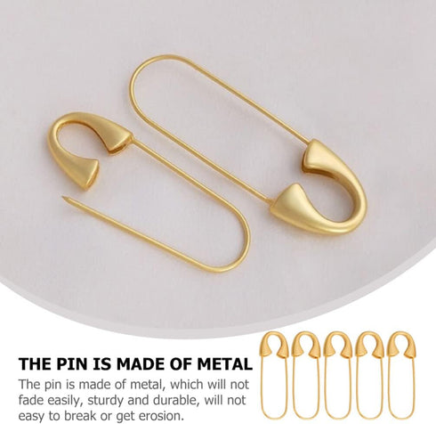 SEWACC 5pcs Heavy Duty Safety Pin Brooch Pin Brooches Metal Spring Lock Pin Fasteners Dresses Sewing Crafting Making for Clothes Hats Skirts Garme...