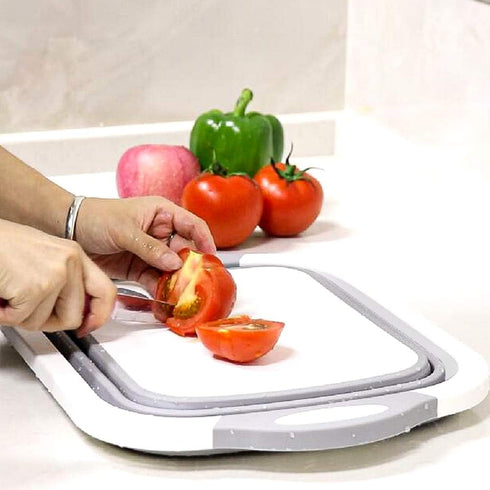 QiMH Collapsible Cutting Board - Foldable Multi-function Dish Tub - Washing and Draining Veggies Fruits Food Grade Sink Storage Basket(8.5 Quart) ...