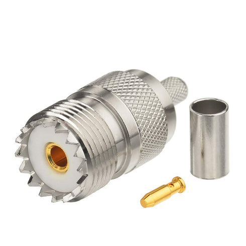 wlaniot PL259 Crimp Connectors + SO239 Crimp Connectors Kit PL-259 SO-239 Solder Connector Crimp with RG58 RG142 RG400 LMR195 RG303 RG141 Low Loss...