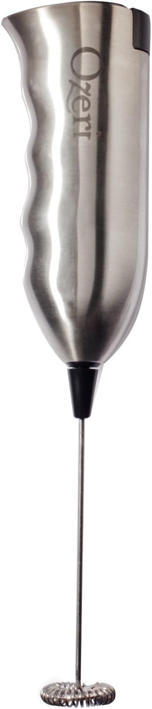 Ozeri Deluxe Milk Frother and 12 oz Frothing Pitcher in Stainless Steel, with Extra Whisk Attachment...