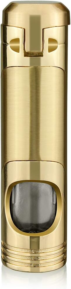 Cigar Torch Lighter with Punch Butane Refillable Lighters 2 Jet Flame Torch Strong Windproof Without Gas (Gold)...