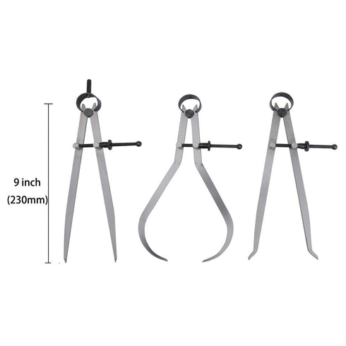 Spring Inside Outside Divider Caliper Set Measures 8 inch Machinist Tools 3-Pack, 230mm Leg Length...