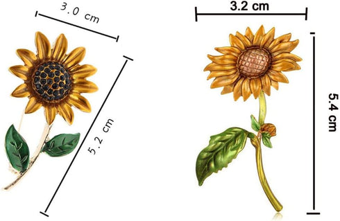 Rhinestone Sunflower Brooch Pin,Enamel Crystal Yellow Flower Coat Pins,Cute Plant Sun Flower Suit Brooch Pin for Women Girls...