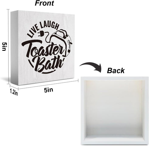 Live Laugh Toaster Bath Wood Sign, Funny Office Decor Signs, Cute Dark Humor Office Desk Accessories, Cubicle Table Shelf Decorations, Gifts for C...