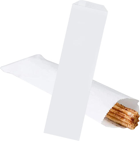 Disposable Silverware Flatware Paper Bags 2.75 x 10 inches White Plain Churro Bag Kitchen Cutlery Utensils Holder Made in USA (pack of 100)...