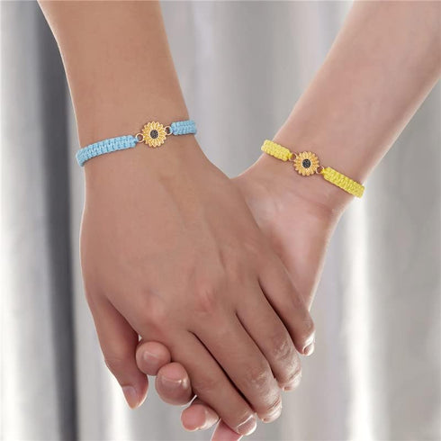 Pingyongchang 4pcs Braided Rope Bracelets Anklet Handmade Colorful Sunflower String Bracelets Boho Adjustable Waterproof Sandy Beach Bracelets Fri...