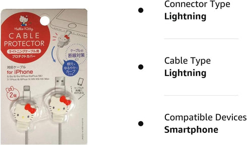 Friend Sanrio Hello Kitty Cable Protector Cell Phones Accessories 2pcs Set for iPhone (Lightning Cable)...