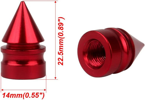 Senzeal 5X Impale Spike Style Polished Aluminum Alloy Tire Valve Caps Red...