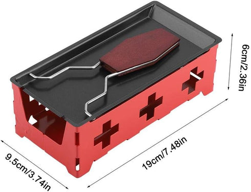 Raclette Table Grill, Portable Cheese Raclette Non-Stick BBQ Cheese Melt Pan Cheese Raclette with Foldable Handle Baking Tray Stove Set Home Kitch...