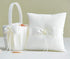 Wedding Flower Girl Basket and Ring Bearer Pillow Set, Simple Bow Pearl Collection - Ivory...