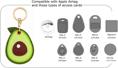 2 Pack 3in1 Cartoon Protective Case for Airtag Cover Samsung Galaxy SmartTag Cases Tile Keychain (1 Avocado & 1 Pineapple)...