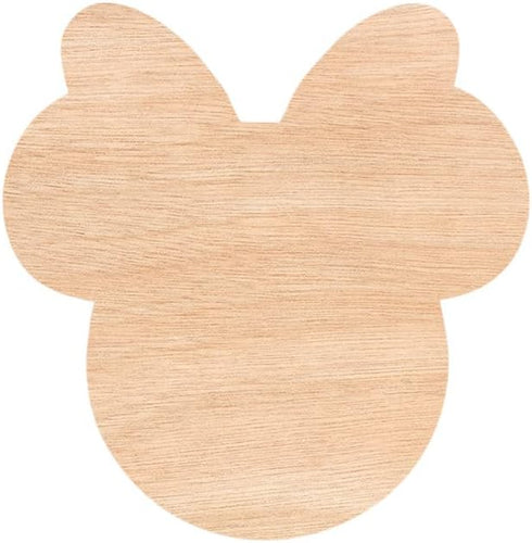 Unfinished Laser Wood Cutout for Crafts - Minnie Mouse Laser Cut Unfinished Wood Shapes Craft Supply DIY - D120 Various Size, 1/8 Inch Thickness, ...