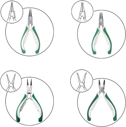 4 Pcs Mini Snap Ring Pliers Set Heavy Duty External/Internal Circlip Pliers with Straight/Bent Jaw for Ring Remover Retaining...