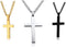 3 Pcs Cross Necklace Cross Pendant Necklace Stainless Steel Cross Pendant Chain Jewelry Gifts Prayer Inscription Cross Necklace Silver Black Gold ...