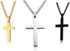 3 Pcs Cross Necklace Cross Pendant Necklace Stainless Steel Cross Pendant Chain Jewelry Gifts Prayer Inscription Cross Necklace Silver Black Gold ...