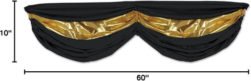 Beistle 1-Pack Fabric Bunting, 5-Feet 10-Inch, Black and Gold...