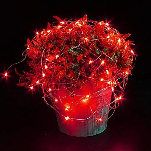 YKB 6 Pack Red LED Fairy Starry String Lights with 20 Mini LEDs on 6.6FT/2M Copper Wire, Fairy Lights Powered by 2xCR2032(Incl) Batteries, for Wed...