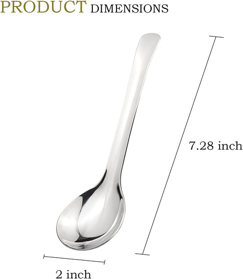 7.28 Inches Asian Soup Spoons Stainless Steel Chinese Soup Spoon Set of 4 Soup Spoons Silverware Cucharas Para Comer for Ramen Pho Miso Dumplings ...