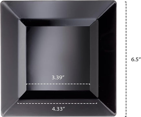 Party Essentials Party Supplies Disposable Classic Square Plastic Plates for Wedding/All Occasions, 6.5", 70-Count, Black...