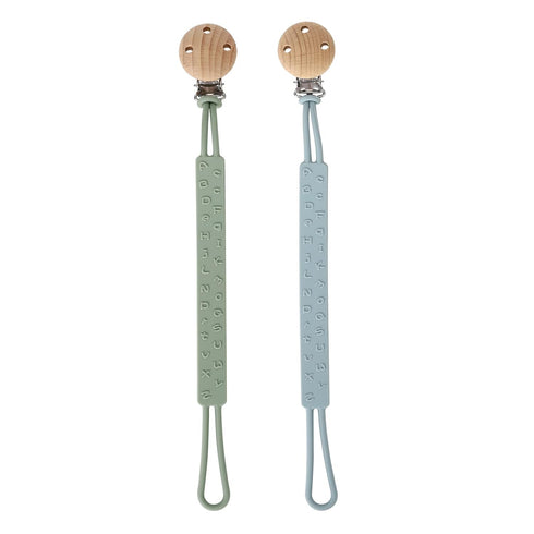 2 Pack Pacifier Clips for Baby Boys and Girls, One-piece Silicone Pacifier Chain with Clip for Binky, Teether Toys, BPA free, Flexible and Durable...