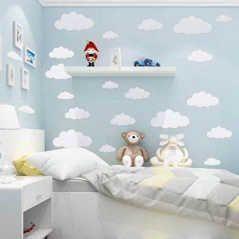 31pcs Big Clouds Vinyl Wall Decals DIY Wall Sticker Removable Wall Art Decor 4-10 inch for Living Room Nursery Kids Room(White)...