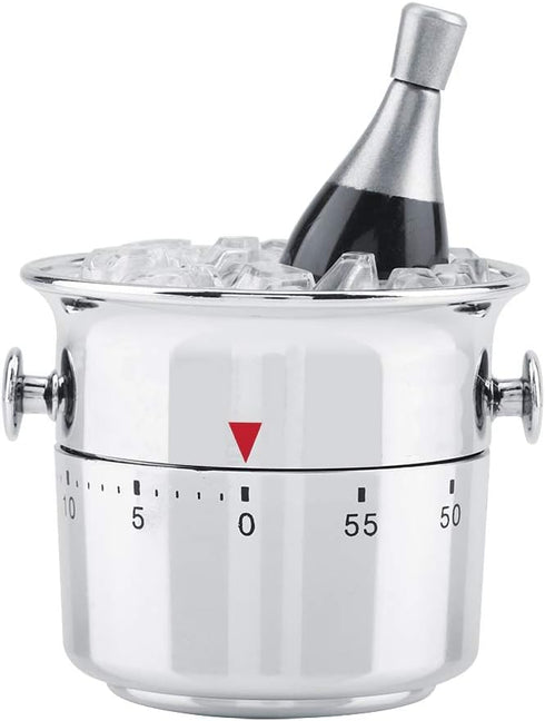 Wine Cooler Bucket Shaped Kitchen Timer, Bucket Shaped 60 Minutes Kitchen Timer Stainless Steel Mechanical Wind-Up Timer, Kitchen Gadgets, Cute Ti...