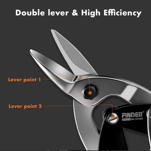 Finder 12" Aviation Snips, Long Straight Cut Tin Snips Cutting Shears Power Cutter with CR-V Blade & Comfortable Grip, 300mm Scissors for Cutting ...
