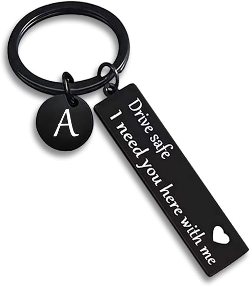 drive safe keychain for boyfriend,26-letter keychain,gifts for boyfriend on birthday christmas valentines day...