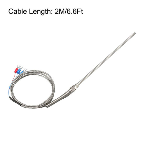 uxcell PT100 Thermocouple Temperature Sensors 5mmx200mm Probe with 2M/6.6Ft Wire...