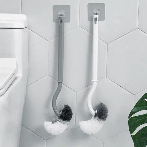 2Pcs Curved Toilet Bowl Brush Without Holder for Bathroom Deep Cleaning, Toilet Brush Durable Under The Rim Household Cleaning Brushes (Gray+White...