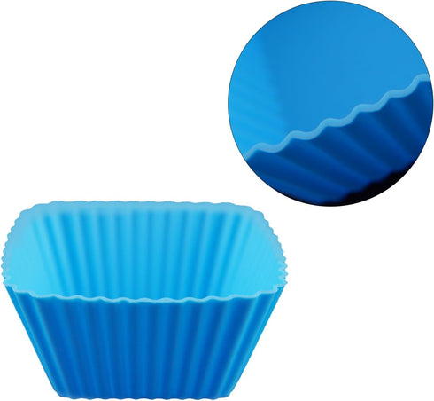 Reusable Silicone Baking Cups of 24 Pack, Square and Round Muffin Baking Liners, Thicken Non-stick Muffin Molds, 4 Colors, BPA-Free...