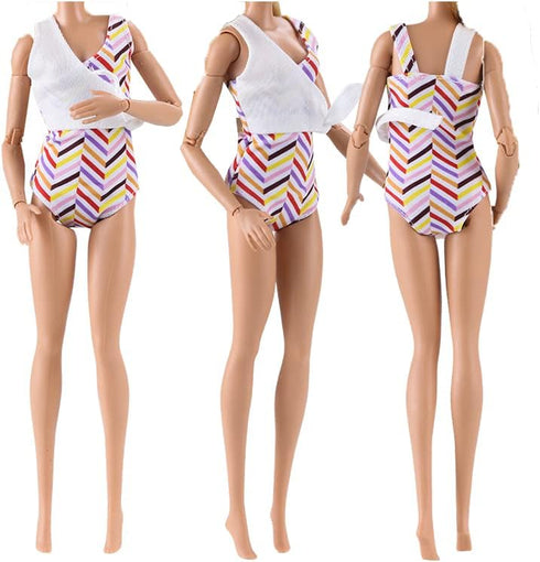 E-TING 10Pcs =5 Sets Beach Bikini Swimsuit Bathing Doll Clothes Swimwear with 5 Pairs Shoes for 11.5 Inch Girl Dolls (J)...