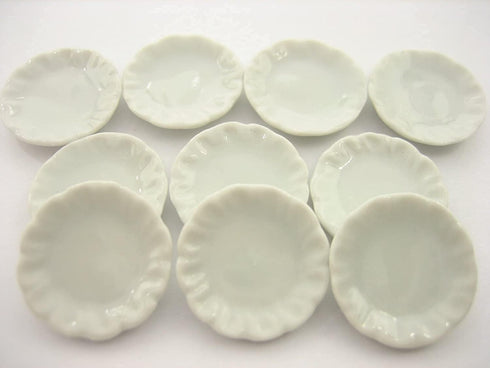 10 x 30 mm.(3.ocm) White Scallop Plate Dish Dollhouse Miniature...