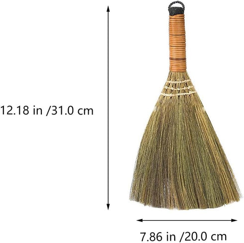 Veemoon 4 Pcs Handheld Cleaning Broom Small Whisk Broom Rustic Household Broom Mini Straw Broom Home Broom Dust Brush for Indoor Outdoor...