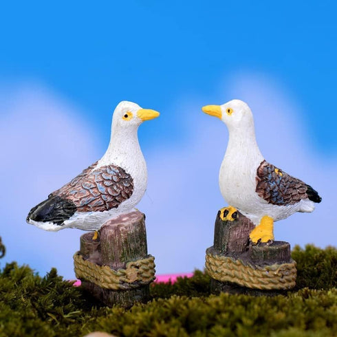 5Pcs Sea Bird Seagull Stand Stump Miniature Fairy Garden Home Houses Decoration Craft Micro Landscaping Decor DIY Accessories, Outdoor Statues, Ga...