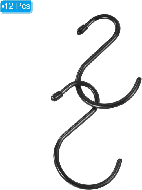 PATIKIL 4" S Shaped Hooks, 12 Pack Multipurpose S Hanging Hooks for Hanging Items in Your Home, Garage, Workshop, Black...