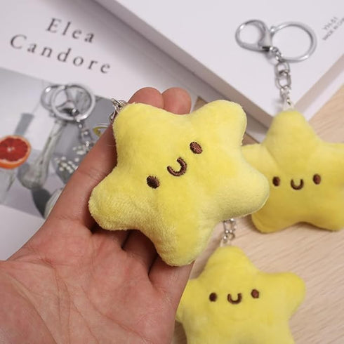 3 Pcs Yellow Plush Star Car Keychain Backpack Accessories Doll Pendant Heart Healing in Addition to Serving as a Keychain, for Backpack, Plush Wom...