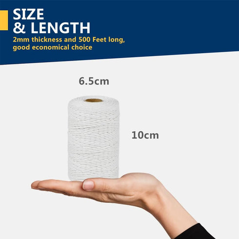 PerkHomy Cotton Butchers Twine String 500 Feet 2mm Twine for Cooking Food Safe Crafts Bakers Kitchen Butcher Meat Turkey Sausage Roasting Gift Wra...