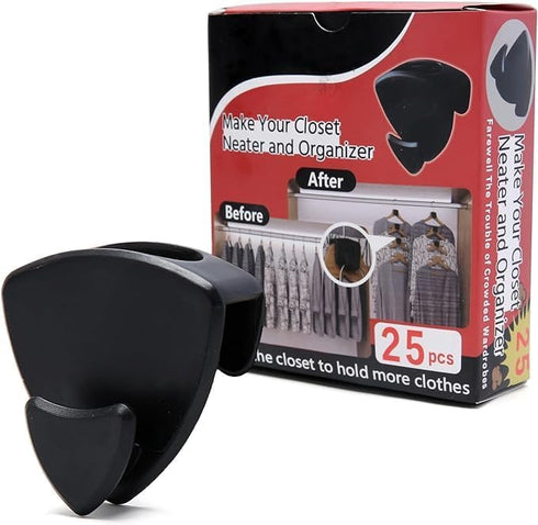Hanger Extender Hooks - Hangers Space Saving -Space Hooks Hangers as seen on tv (Black, 25 Pack)...