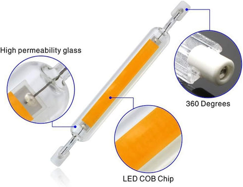 R7s LED Bulb 10W 118mm Double Ended LED COB Bulbs 100W Halogen Equivalent 120V J Type R7s Floodlight Adjustable Natural White 4000K Landscape Ligh...