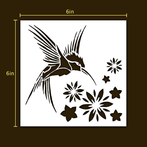 Hummingbird Stencil | Inspirational Awesome Street Art Graffiti Spring Nature Bird Hummingbird Stencils for Painting on Wood, Glass, Wall, Rock, F...